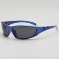 Futuristic Y2K royal blue wraparound sports sunglasses with metallic finish and grey lenses - B03Y-2 / Blue Frame Grey Lens
