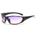 Y2K futuristic sports sunglasses with black frame and purple gradient lenses - B03Y-2 / Black Frame Purple Pink Lens