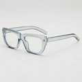 Monture de lunettes œil-de-chat bleu clair transparent avec rivets argentés et modèle C12234 - Gris Transparent