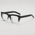 Fashionable square glasses frame in black to transparent gradient with silver rivets - Black to Transparent Gradient