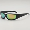 Futuristic Y2K pink functional sports sunglasses with black frame and colorful gradient lens - B03Y-2 / Black Frame Red Mirrored Lens