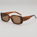 Fashionable rectangle tortoise shell sunglasses with deep brown lenses and quilted temples - Tortoise Shell Frame