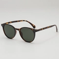 Retro-Sonnenbrille in Schildpatt-Optik mit dunkelgrünen Gläsern und Silber-Nieten - Schildpatt-Rahmen G15 Gläser