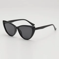 Occhiali da sole cat-eye neri classici con montatura lucida e lenti grigio scuro per donna - Montatura Nera Lenti Grigie