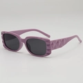 Purple geometric sunglasses with thick square frames and dark gray lenses for women - Purple Frame Grey Lens