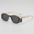 Kids sports sunglasses in cream white frame with dark polarized lenses and side shields - Beige Frame / B11Z-2