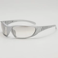 Gafas de sol Y2K futuristas plateadas con lentes transparentes y patillas ventiladas - B03Y-2 / Montura Plateada Mercurio Claro