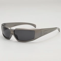 Y2K futuristic sports sunglasses in glossy gunmetal grey with dark tinted lenses - B03Y-2 / Grey Frame Grey Lens