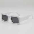 Vintage chunky rectangle sunglasses with white frames and dark lenses for women and men - White Frame Gray Lens