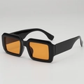 Retro thick square frame sunglasses with black frame and orange lenses for street style - Black Frame Orange Lens