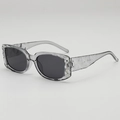 Square candy-colored sunglasses in transparent gray with diamond-cut textured frames - Grey Frame Grey Lens