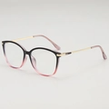 Cat eye glasses frame with black and pink gradient finish and golden metal temples - Black & Pink