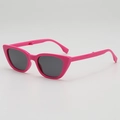 Foldable cat-eye sunglasses for kids in vibrant rose pink with dark UV lenses - B11Z-2 Style / Magenta Frame