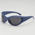Y2K punk style matte blue sports sunglasses with grey lenses for outdoor cycling - One Size / Blue Frame Grey Lens