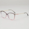Cat-eye glasses with grey-purple to pink gradient frame and gold metal temples - Grey Pink