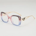 Fashionable gradient pink and blue square frame glasses with golden heart metal legs - Gray Pink Blue Frame