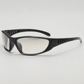 Y2K futuristic black sports sunglasses with side vents and clear streamlined lenses - B03Y-2 / Black Frame Light Silver