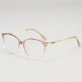Retro round pink-to-clear gradient glasses frame with gold metal temples for women - Gradient Pink