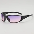 Y2K futuristic sports sunglasses with black frame and purple gradient lenses - B03Y-2 / Black Frame Purple Pink Lens