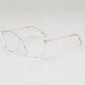 Transparent oversized square glasses with gold metal temples and anti-blue light lenses - Transparent Frame