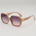 Occhiali da sole oversize rosa con lenti sfumate e aste in metallo con logo B traforato - Montatura Rosa Nude Lenti Rosa Sfumate