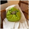 Fluorescent lime green knotted hobo handbag with a trendy pleated leather design - Green