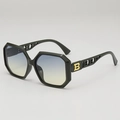 Oversized hexagonal sunglasses in dark green with gradient lenses and gold B-hollow temples - Green Frame Green Yellow Lens