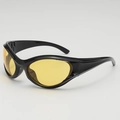 Y2K punk wrap-around sports sunglasses with black frame and vibrant yellow lenses - One Size / Black Frame Yellow Lens