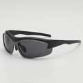 Kids futuristic sports sunglasses with black frame and grey side shields for cycling - Black Gray Frame Gray Lens