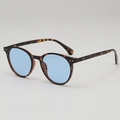 Vintage-Sonnenbrille mit Schildpatt-Rahmen, blauen Gläsern und silbernen Nieten - UV400 UV-Schutzlinse / Schildpatt Rahmen Blaue Linsen