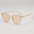 Retro-Rundsonnenbrille mit hellbeige-transparentem Rahmen und UV-Schutzgläsern. - Hellteefarbener Rahmen Hellteefarbene Gläser