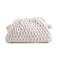 Sac nuage tressé blanc minimaliste avec motif à carreaux vintage et texture cuir plissé - Blanc