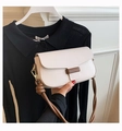 Mini bolso cuadrado minimalista en blanco crema con correa marrón con detalle de nudo - Blanco