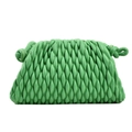 Pochette tissée vert herbe minimaliste avec plis nuage et nœuds latéraux en cuir - Vert