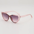 Occhiali da sole cat eye con montatura rosa trasparente tartarugata e lenti viola sfumate - Tartarugato Rosa Sfumato Rosa