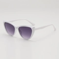 Fashionable cat eye sunglasses with white frames and purple gradient lenses - White Frame Gray Lens