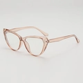 Women's cat-eye sunglasses with transparent peach pink frames and CA2802 temple logo - Transparent Tea Frame Clear Lens