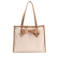 Borsa a tracolla minimalista con fiocco in crema e marrone con trama plissettata - Cachi