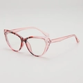 Women's cat eye sunglasses in transparent pink with tortoise shell top frame detail - Pink Tortoise Frame Optical Glasses