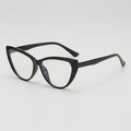 Classic cat-eye sunglasses with black glossy frames and clear blue-light blocking lenses - Black Frame Clear Lens