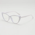 Chic white cat-eye sunglasses with bold frames and anti-blue light clear lenses - White Frame Clear Lens