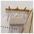 Elegant champagne gold sequin evening bag with gold ring handle and pearl clasp - Gold