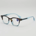 Occhiali da lettura quadrati rétro con lenti anti luce blu e montatura tartarugata blu - +1.00 (+100 Gradi) / Tartarugato Blu