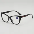 Occhiali da lettura cat-eye neri con lenti anti luce blu +1.00 per uomo e donna stile - 1.00 Diottrie / Montatura Nera
