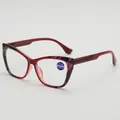 Occhiali da lettura cat-eye con montatura floreale rossa e lenti anti-luce blu +1.00 - 1.00 Diottrie / Montatura Rossa