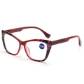 Gafas de lectura de ojo de gato rojo oscuro para mujer con lentes de luz azul - 1.00 Dioptrías / Marco Rojo