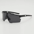 Gafas de sol deportivas negras para niños con lente envolvente para ciclismo y correr - Montura Negra Lente Gris