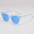Retro square sunglasses featuring light blue matte frames and bright blue tinted lenses - Blue Frame / Blue Lens