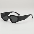 Occhiali da sole cat-eye retrò con montatura nera spessa e stanghette larghe lucide - Montatura Nera Lenti Grigie