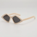 Lunettes de soleil rétro œil-de-chat beiges avec verres gris foncé anti-UV - Monture Blanc Cassé Verres Gris